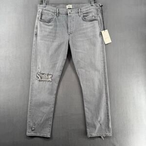 Citizens of Humanity‎ Emerson Slim Boyfriend Jean 32 Button Fly Grey Distressed